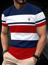 Men's Business Stripe Lettering Button-Down Polo Shirt cherishyouo